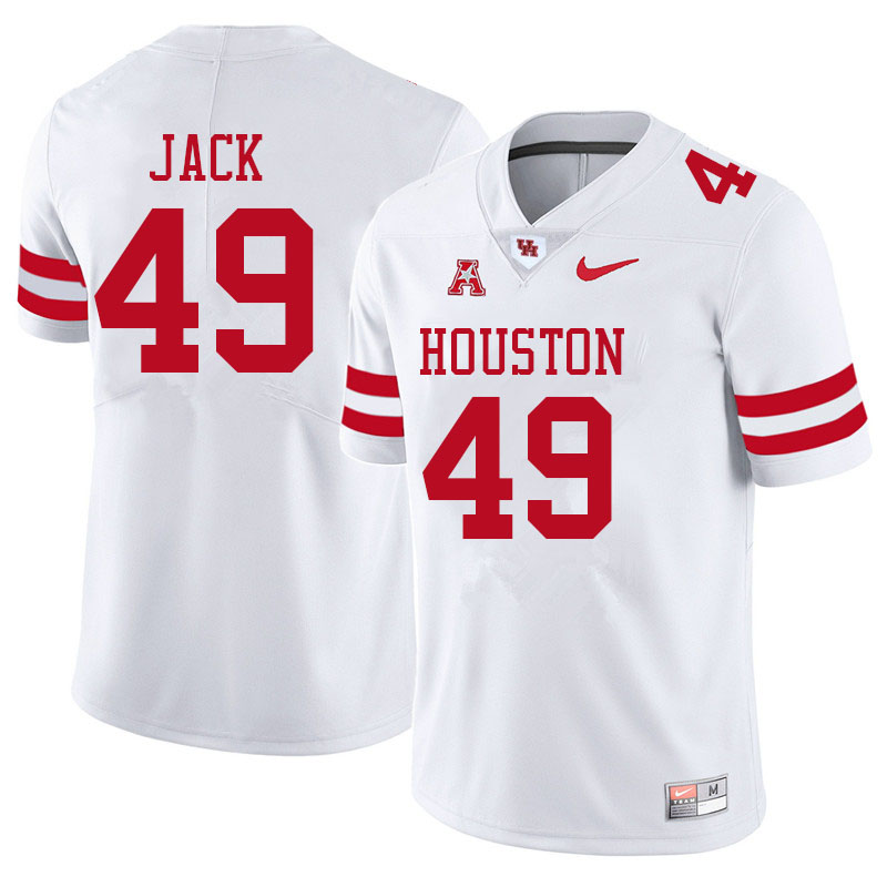 Men #49 Oliver Jack Houston Cougars College Football Jerseys Sale-White - Click Image to Close